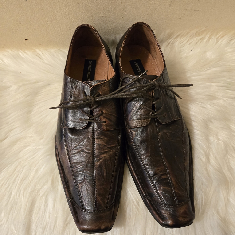 Giorgio Brutini Men's Shoes 12M Leather Brown Lace Up Dress Shoes